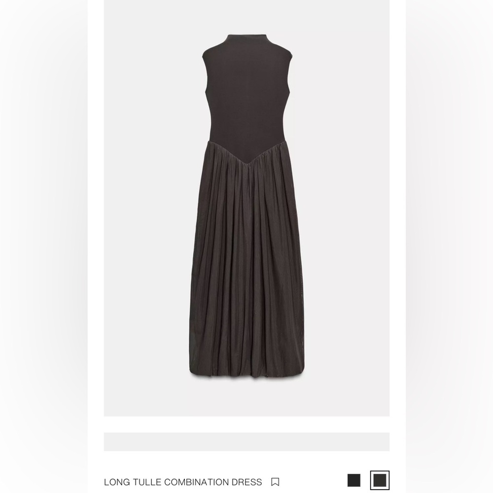 Zara- Brown Long Tulle Combination Dress